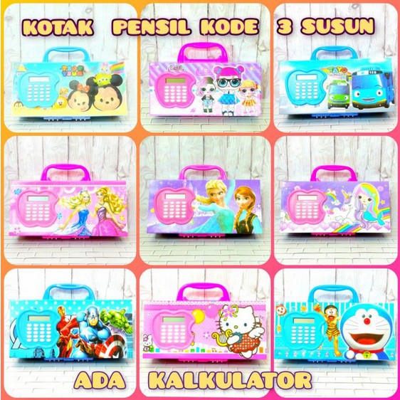 

Tempat Pensil Kode Kunci 3 Susun ada Kalkulator LOL Pony Hello kitty Tayo tsum2