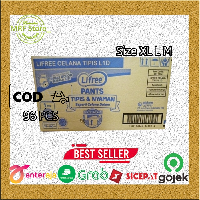 (96 PCS) LIFREE PANTS POPOK CELANA DEWASA SIZE (M,L,XL)