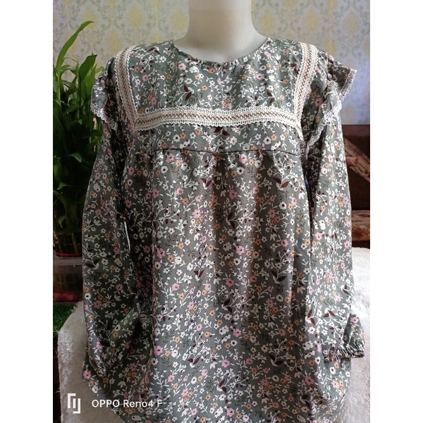 blouse Korea motif bunga renda andin