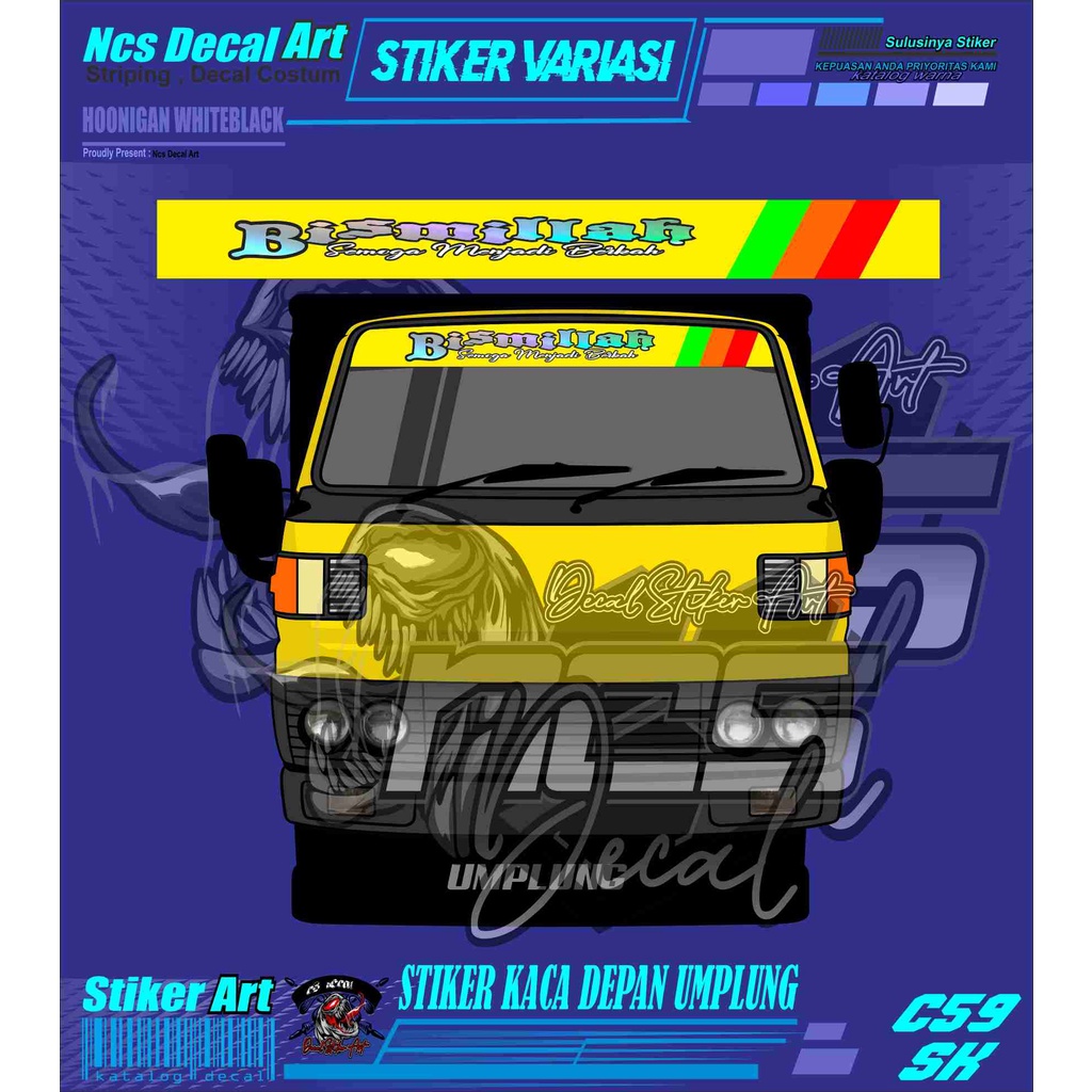 Sticker Truk Bismillah Sticker Custom Kaca Depan Truk Umplung / Canter / Ragasa Stiker Kaca Truk