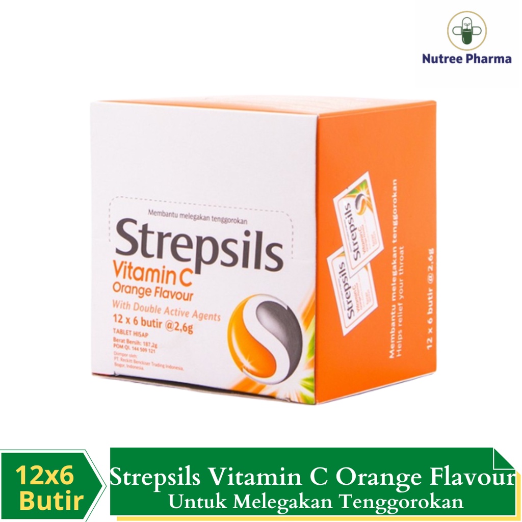 STREPSILS VITAMIN C ORANGE FLAVOUR Box Isi 12x6 Bungkus