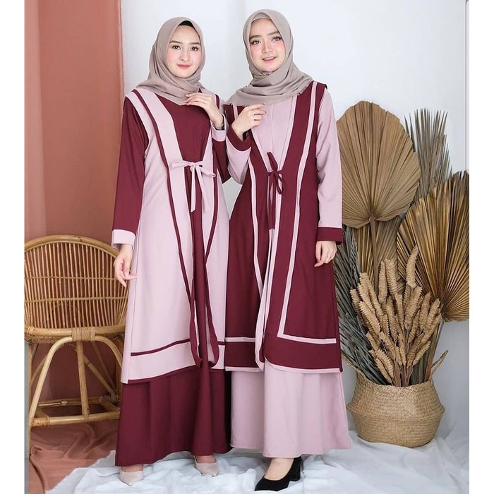 Promo  | Baju Wanita | Claudia Set 2 in 1 ( Dress   Outer ) vg  | Termurah