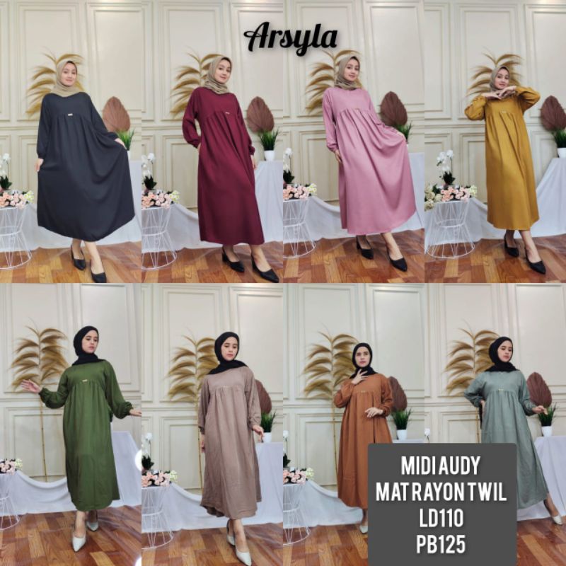 midi dress polos / midi arsyla / midi rayon twil
