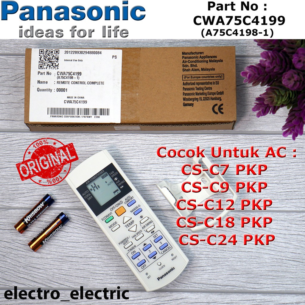 Remote AC Panasonic Type CS C7 / CS C9 / CS C12 / CS-C18 PKP