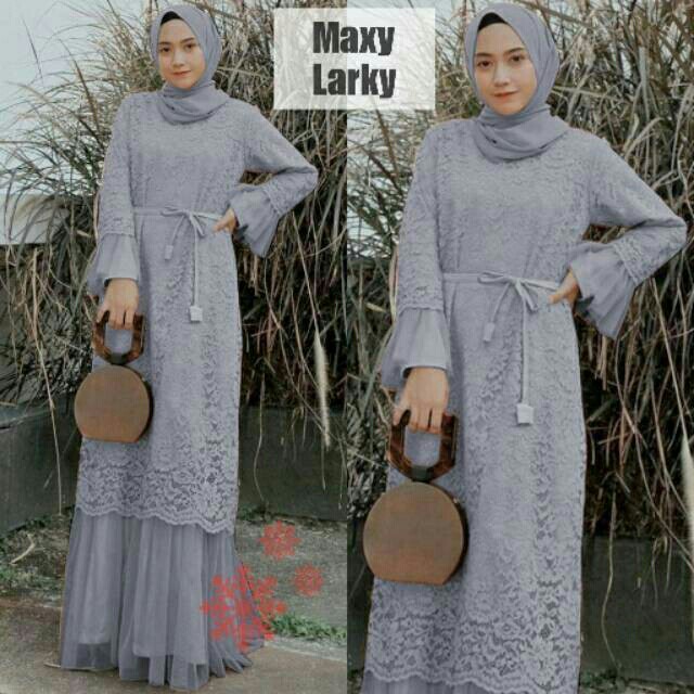 Gamis Maxi Larky / Brukat Komby Tile / Terlaris / Size S-m , L , Xl , Xxl