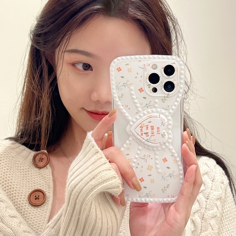 White Flower Bow Softcase Casing iphone XS XS Max XR 11 Pro Max 12 Pro Max 13 Pro Max