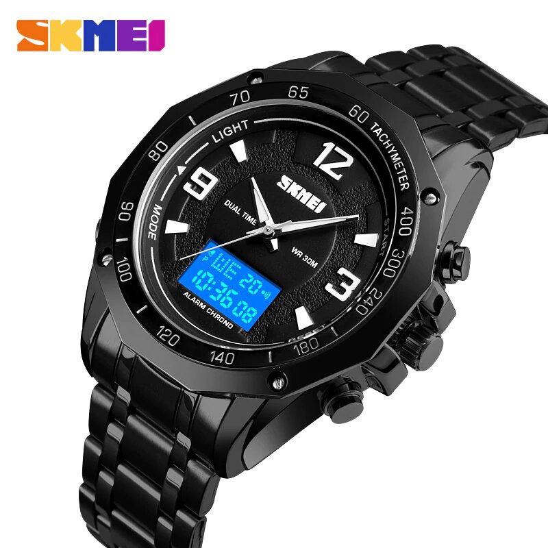 Jam Tangan Pria / SKMEI 1504 Analog Digital Men LED / Jam Tangan Analog Digital / SKMEI