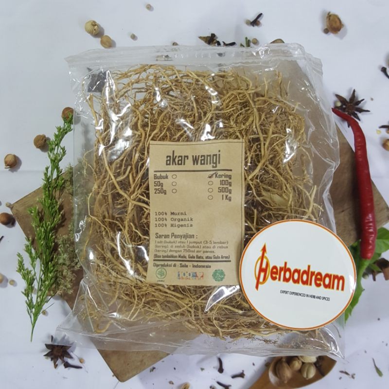 

100 GRAM AKAR WANGI NARAWASTU LARASETU LOROSETU VETIVER CHRYSOPOGON ZIZANIOIDES SIMPLISIA KERING DRIED