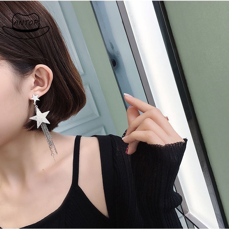 Antop！Anting Panjang Pentagram Rumbai