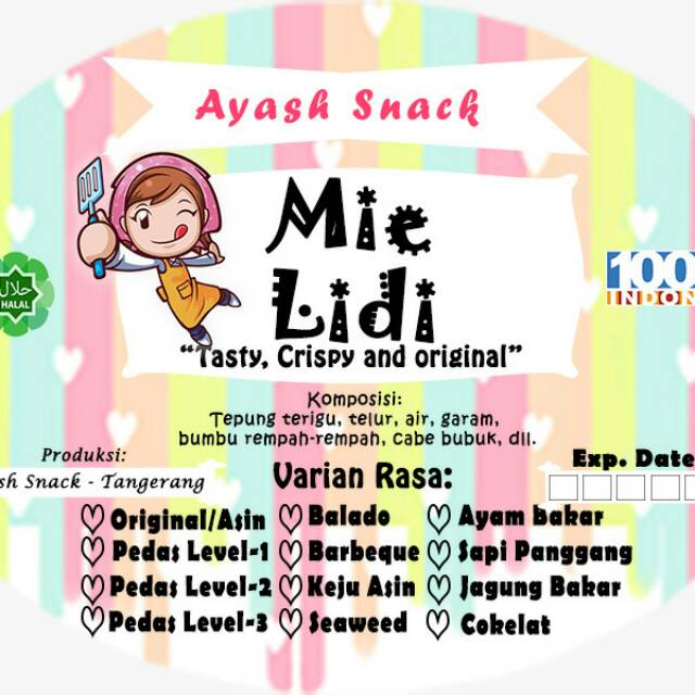 

Ayash Snack Mie Lidi Papan kemasan Box