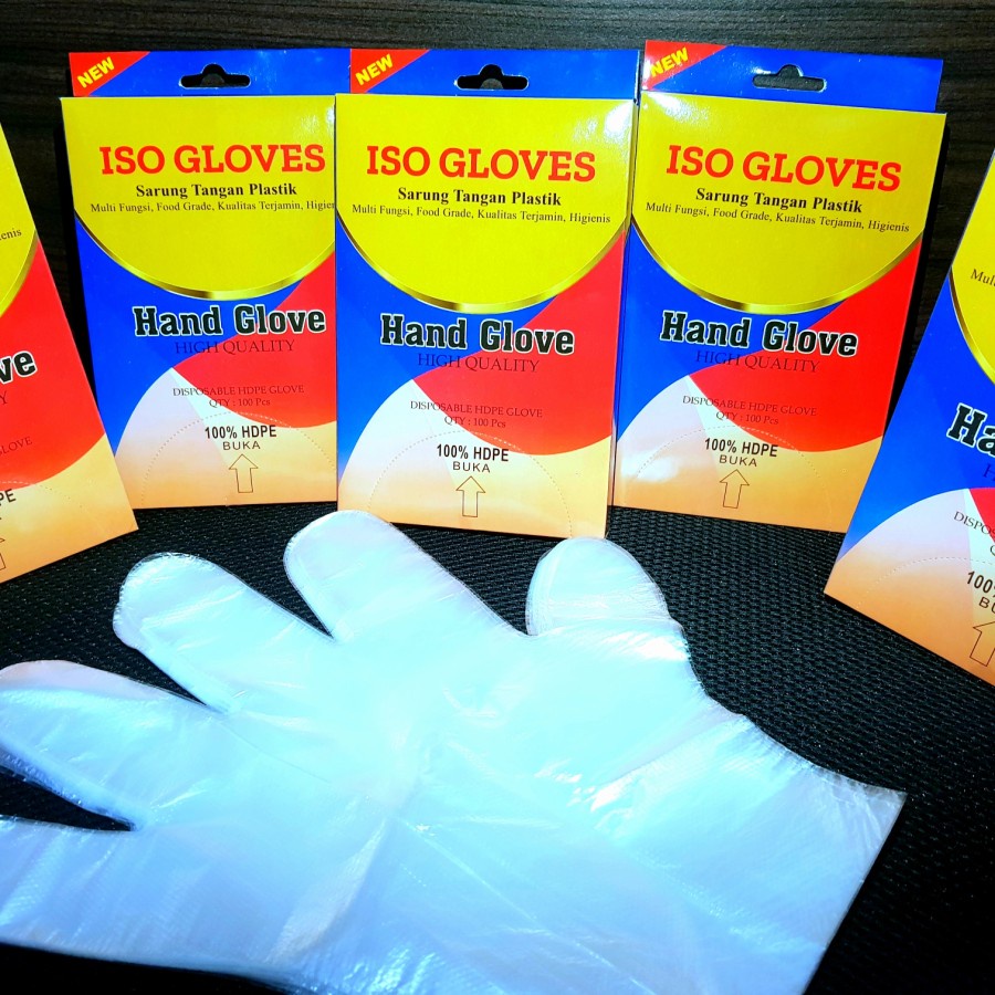 Sarung tangan plastik isi 100pcs (Pack Kardus) / Sarung Tangan Platik Murah