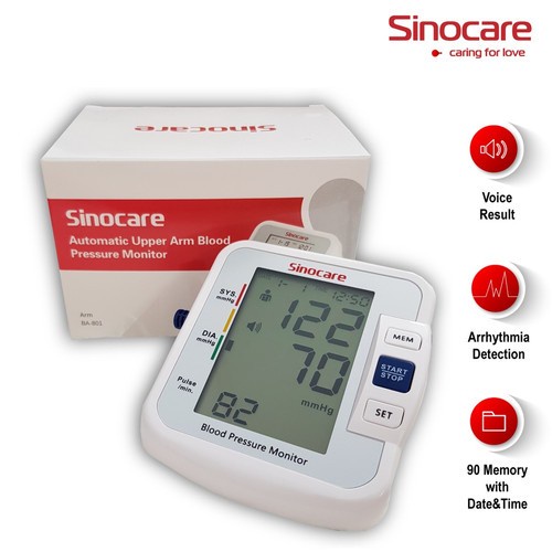 TENSIMETER DIGITAL BA801 SINOCARE SINOHEART ALAT CEK TEKANAN DARAH OTOMATIS BA801