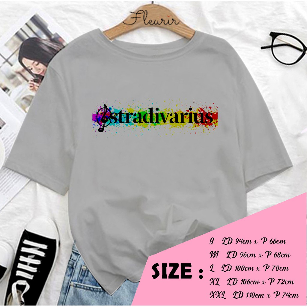 FLEURIR - KAOS STRADIVARIUS WANITA DEWASA LENGAN PENDEK TUMBLR TEE UNISEX