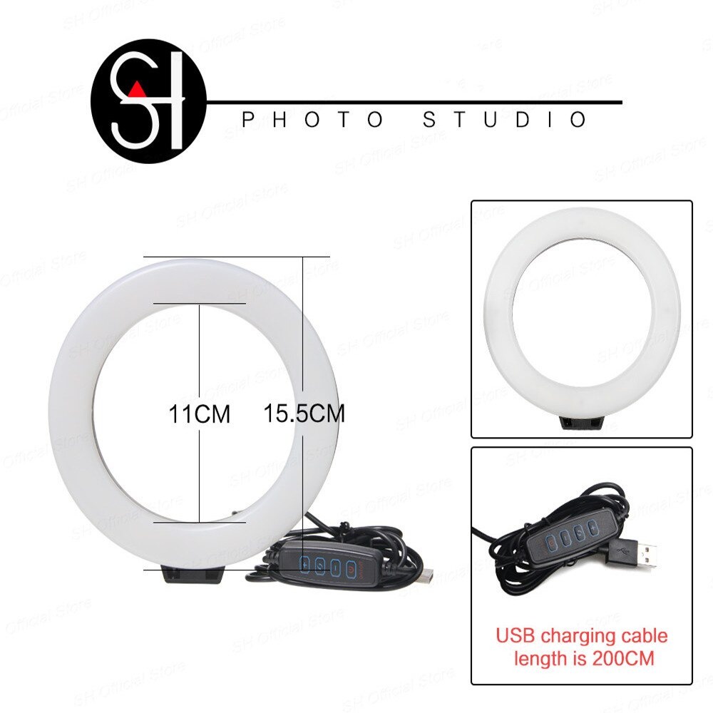 Lampu Cincin Ring Light LED Kamera Ring Light Kamera Lighting 8W 6 Inch with Mini Tripod