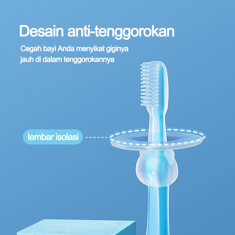Teether sikat gigi silikon training dengan pelindung anti sedak untuk bayii/ C 58