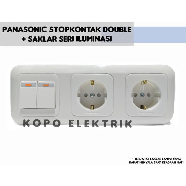 Panasonic Stopkontak Double + Saklar Seri Iluminasi Tanam Wide