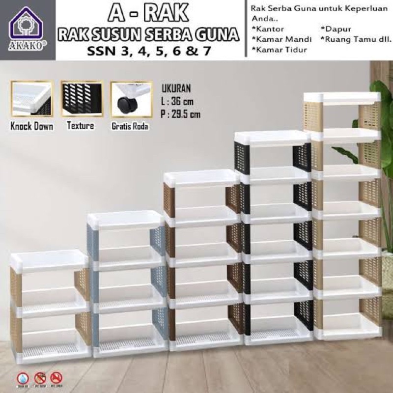 Rak Serbaguna/ Rak Susun 5 RODA/ Rak Buku/ Rak Bumbu/ Rak Plastik Portable/ Rak Snack Akako/ Rak Rod