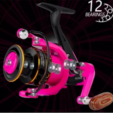 Reel Yumoshi 12 BB Spool Besi Stabilo Hijau dan Pink drag max 8 kg murah