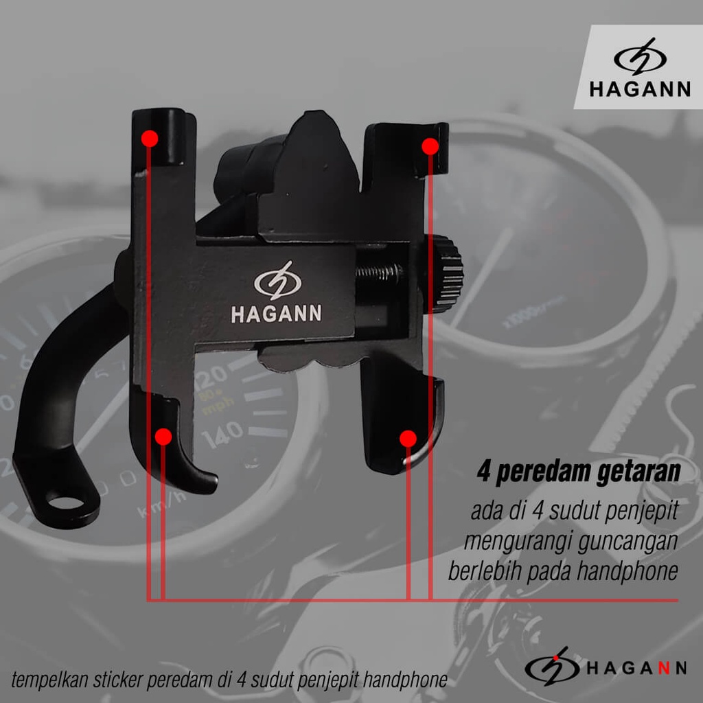 HAGANN SHO-1001 Holder HP Motor Besi | Phone Stand Tempat Di Spion | Dudukan Handphone Untuk Motor – Garansi 1 Tahun