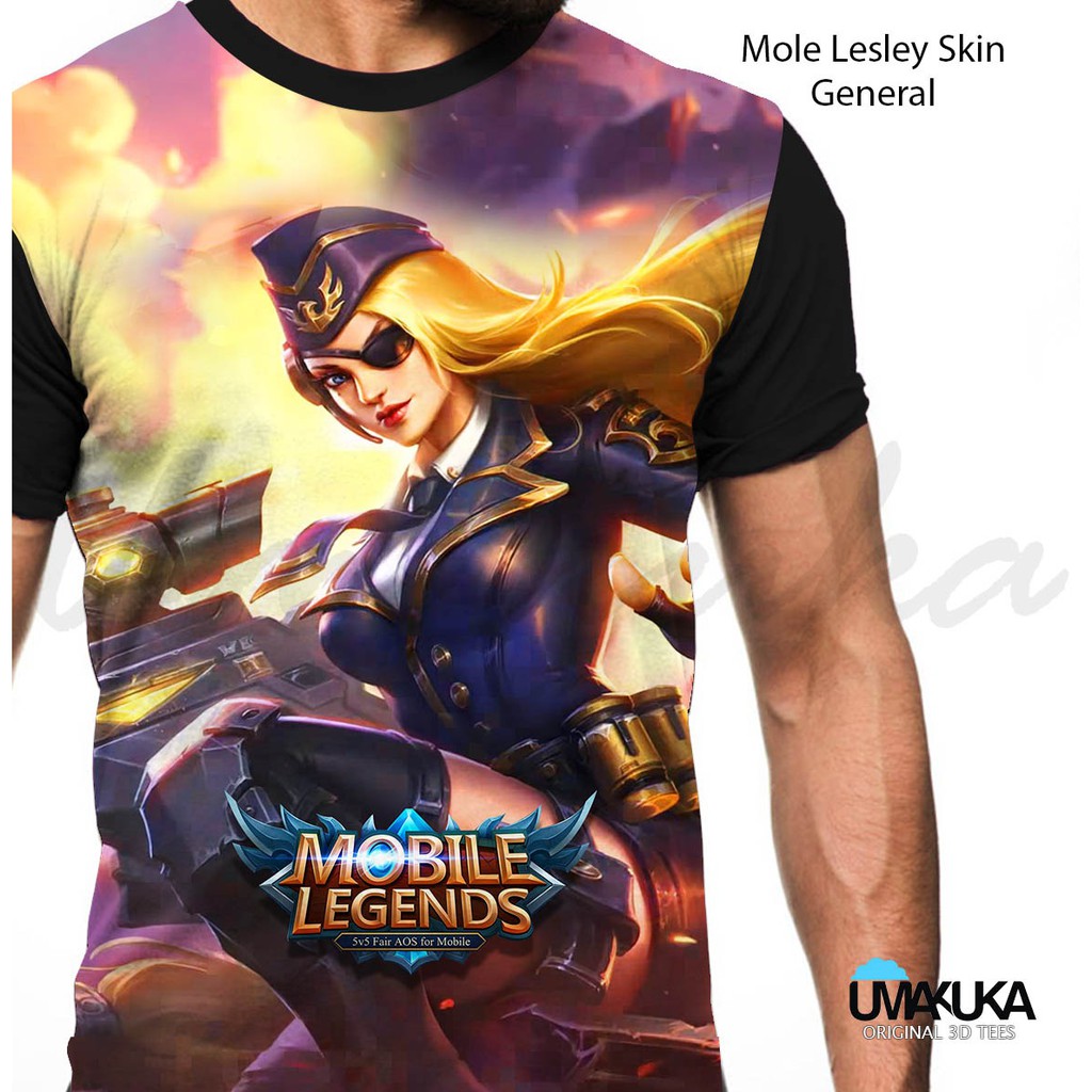 ML Lesley Skin General T-Shirt Kaos Baju 3D Karakter Anak Mobile Legends Full Print Umakuka Original