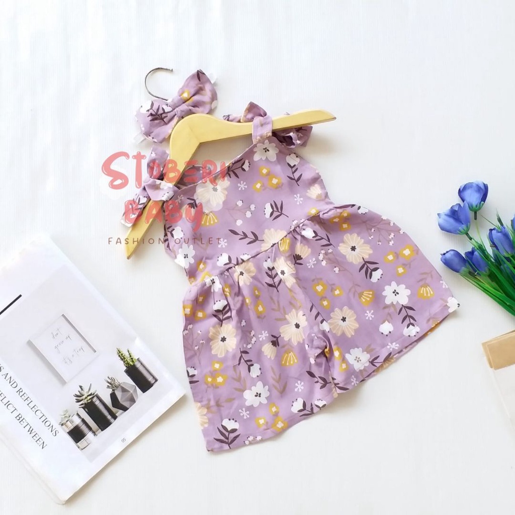 stoberi baby - BBB JUMPSUIT HANA setelan anak perempuan jumper bayi motif bunga lucu free headband PART 1