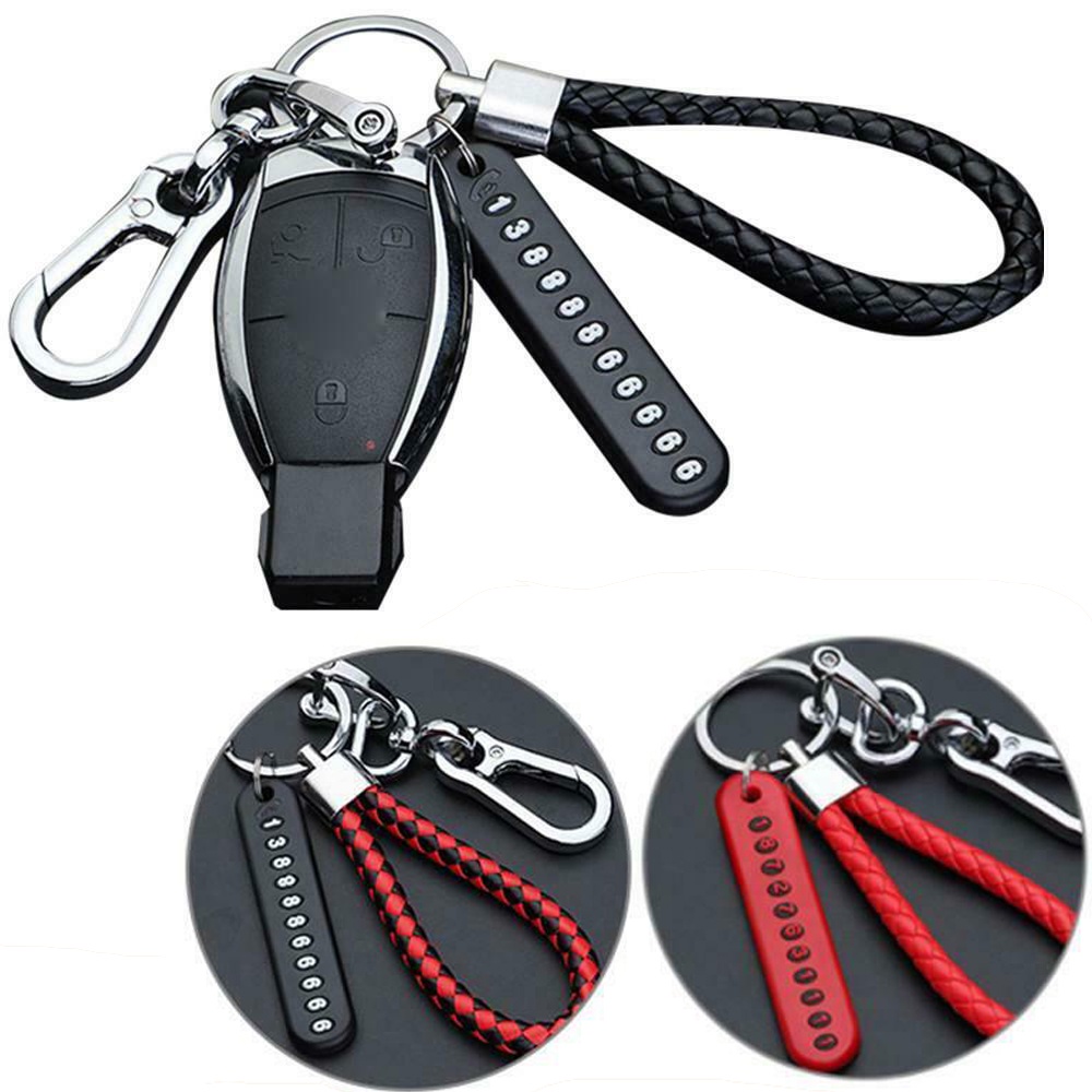 Alloy Anti-lost Car Keychain Phone Number Card Keyring Vehicle Keychain Holder