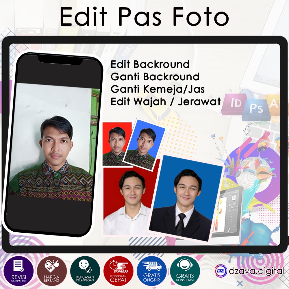 EDIT PAS FOTO | EDIT BAJU JAS | EDIT BACKGROUND | EDIT KEMEJA | GANTI WARNA PAS FOTO