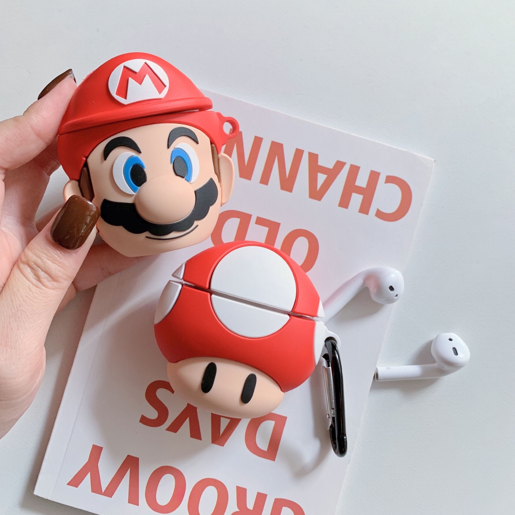 Dalam Stokã Lucu Kartun Jamur Mario Airpods Silikon Kasus Penutup Headset Bluetooth Headphone Cover