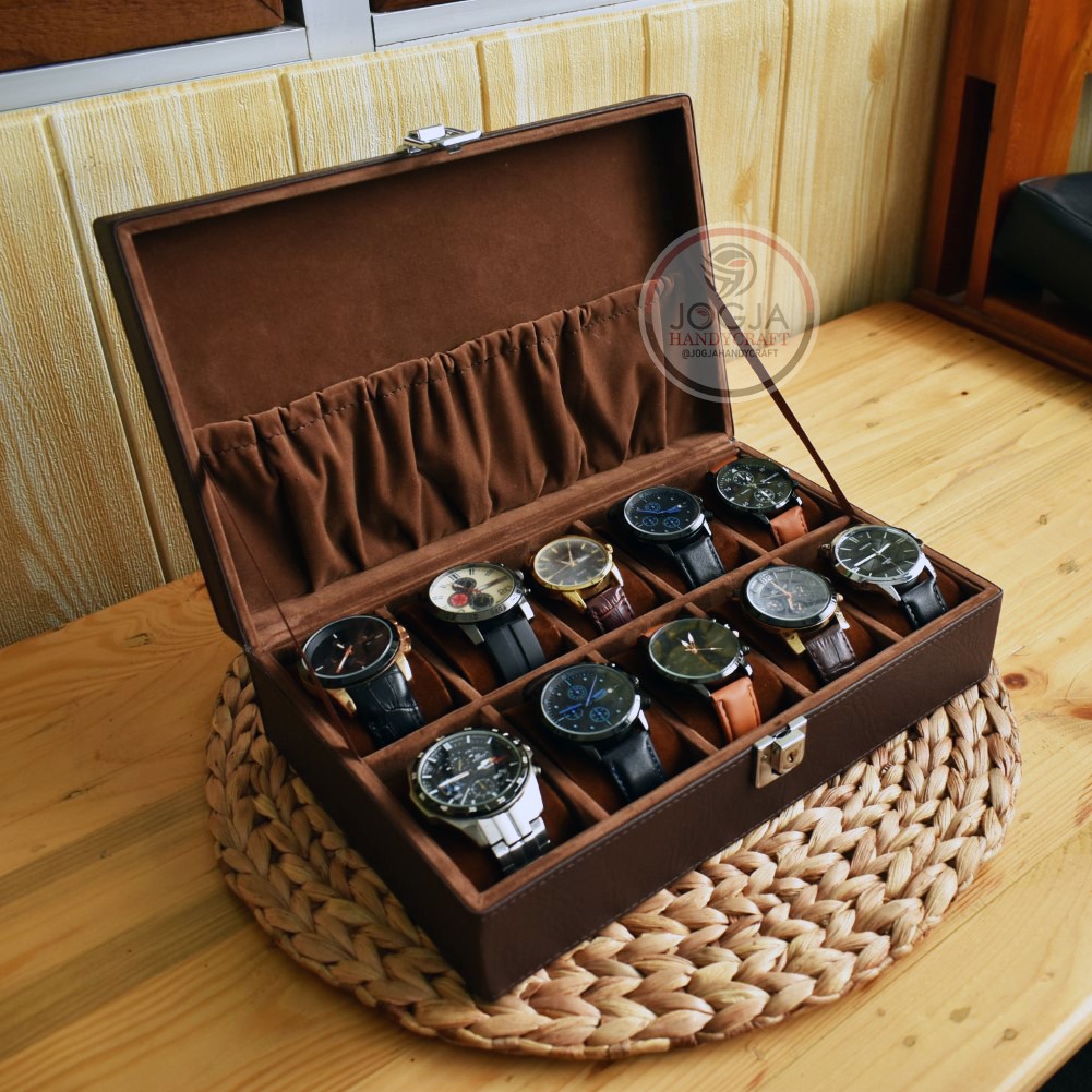 Exclusive Watch Box With Lock | Kotak Tempat Jam Tangan Isi 10 Jumbo