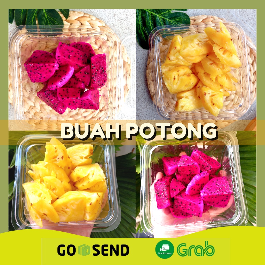 Jual Buah Potong Buah Segar Nanas Buah Naga Pepaya Kates Cup Siap Makan