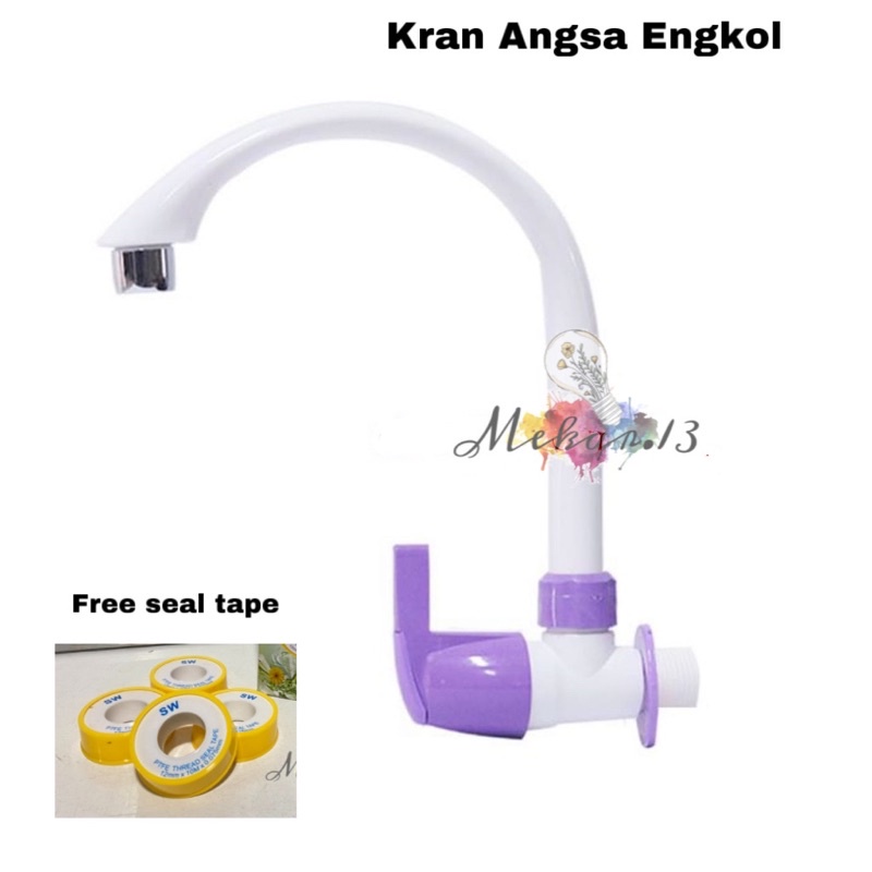 [Kran Angsa Engkol + Seal Tape] Keran Cuci Piring Sink PVC Plastik Engkol Merk FTA