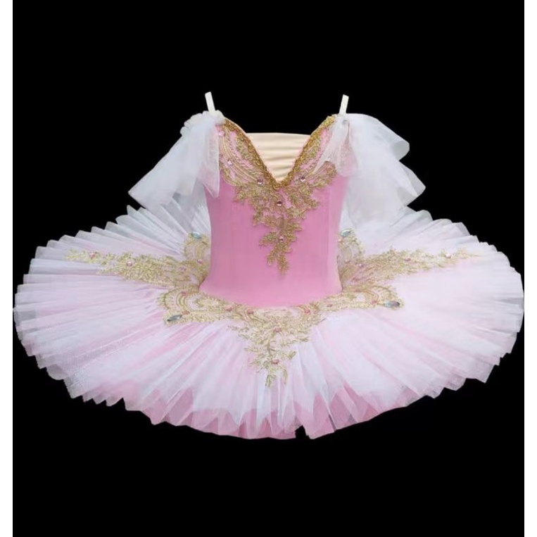 Balet impor baju performance pink tutu ballet recital dress piring
