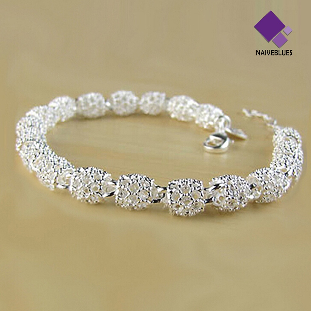 Gelang Rantai Bola Hollow Warna Silver Anti Karat Untuk Wanita