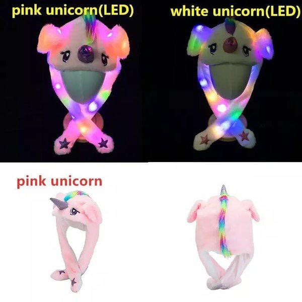 CUCI GUDANG Topi Boneka Lampu LED Cantik Karakter SANTA/Rabbit/Pikachu/Unicorn Dancing  KROP KOREA