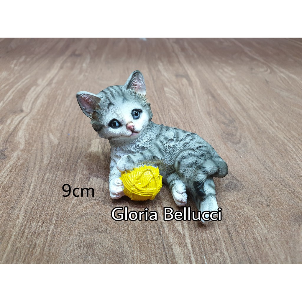 patung pajangan miniatur kucing abu benang anggora persia 1