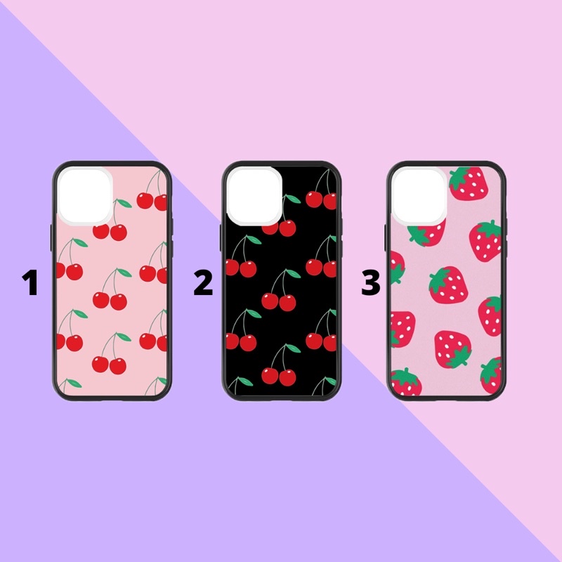 CASE HP MOTIF CHERRY STRAWBERRY STOBERI CERI IPHONE ANDROID SAMSUNG OPPO VIVO XIAOMI REDMI REALME IN