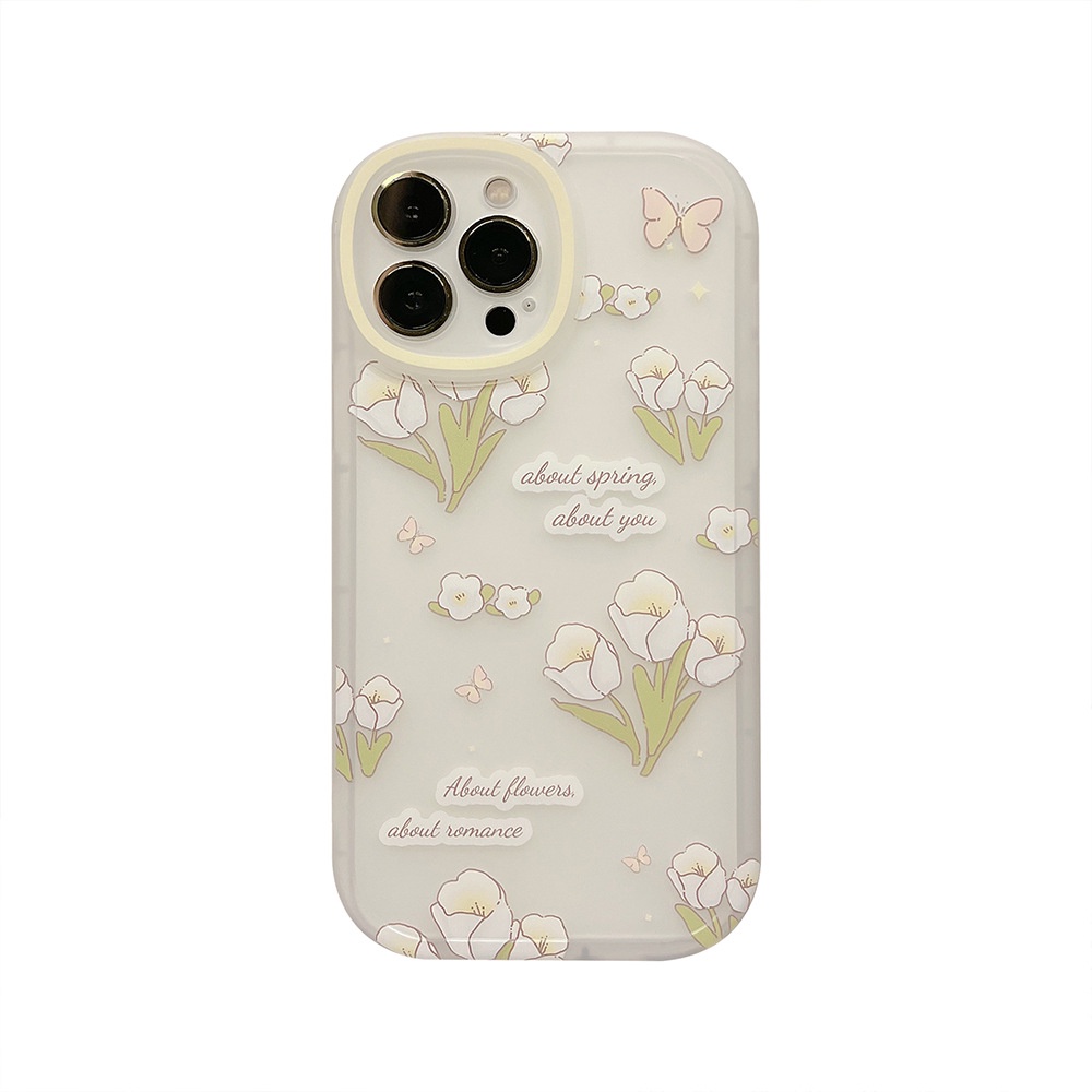 Soft Case TPU Motif Bunga Tulip Untuk iPhone 11 7Plus 8Plus Xr XS Max 13 12 Pro Max 11 13pro Max