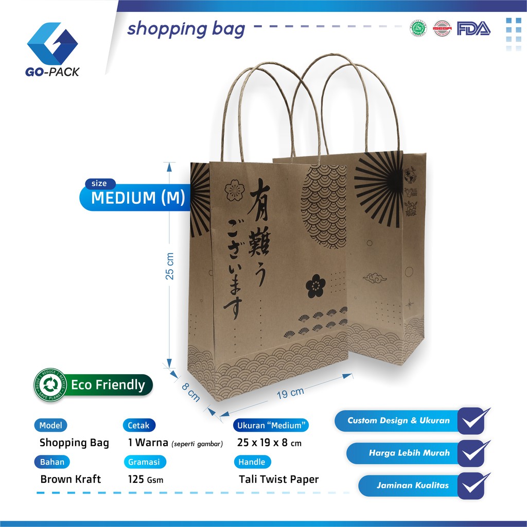 

Shopping Bag Brownkraft Cetak "Size-M