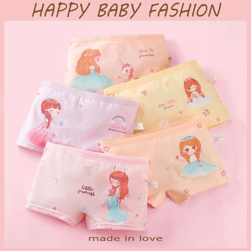 【Happy Baby】 2-12Tahun Celana dalam boxer anak perempuan Motif Princess CD001