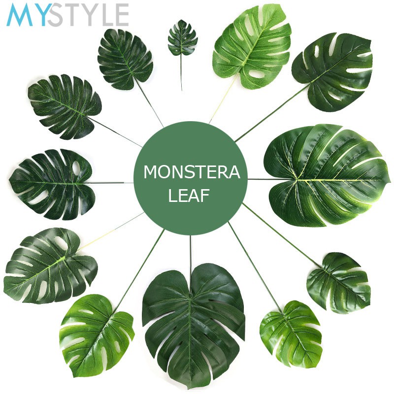 MYSTYLE DAUN MONSTERA NO. 2/3/4 1 PCS  NO .1 (5 PC)TANAMAN HIAS ARTIFISIAL BUNGA PALSU DAUN PLASTIK