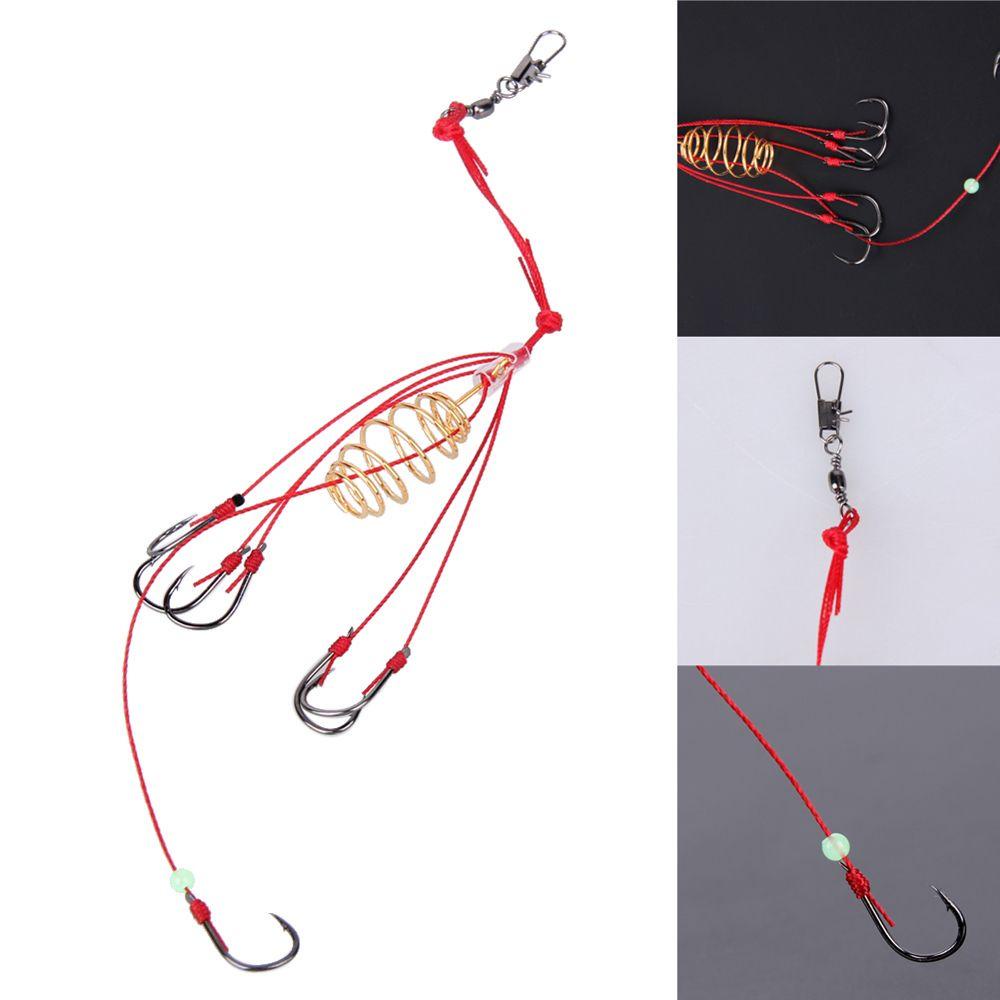 Agustina Fishinghooks 6-13 Aksesoris Memancing Manik-Manik Bercahaya Anti Berliku Baja Karbon Tinggi Kasar Memancing Tackle Springs Memancing Umpan Hooks