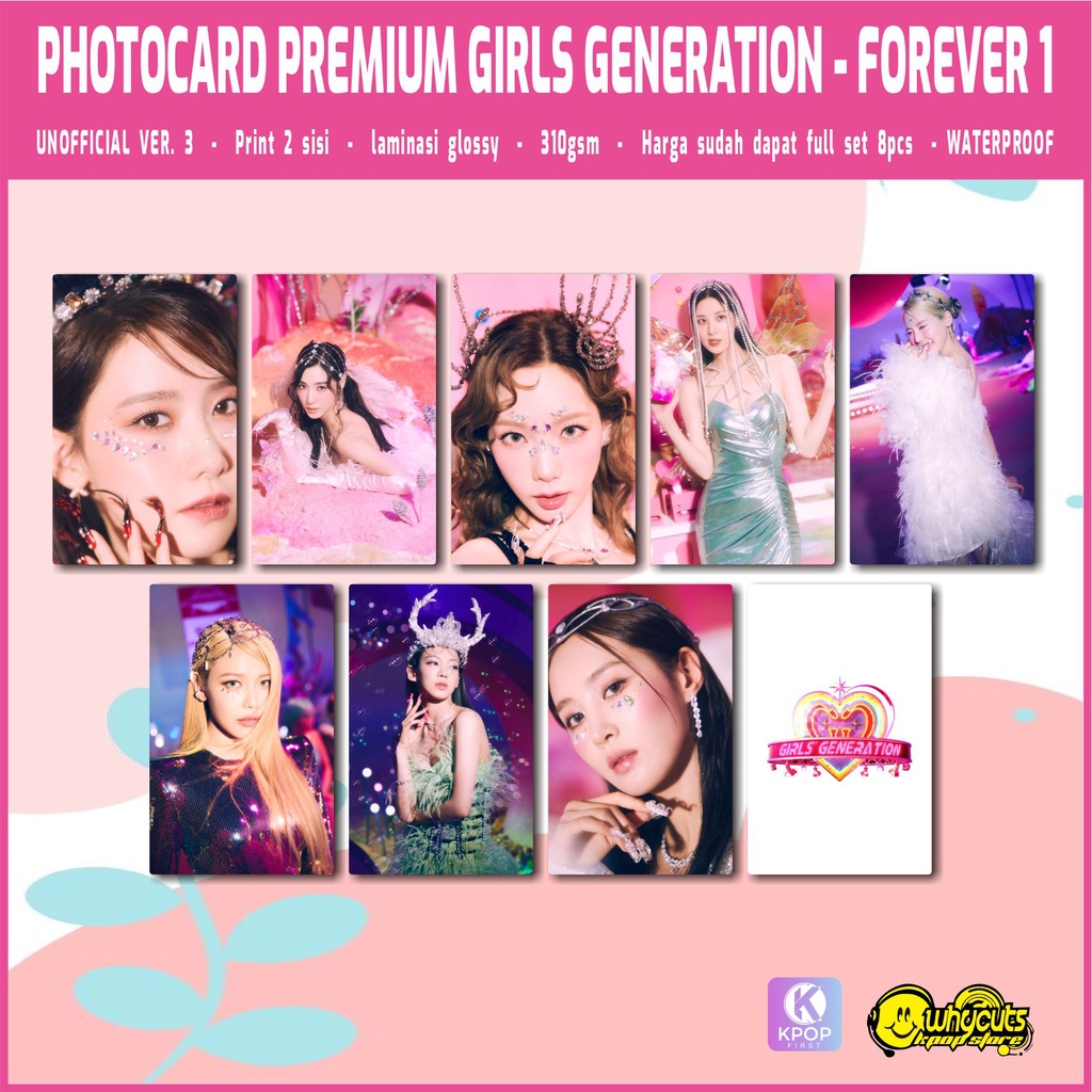 Photocard Set Premium Girls Generation Forever 1 / print 2 sisi super glossy / anti air isi 8 pcs