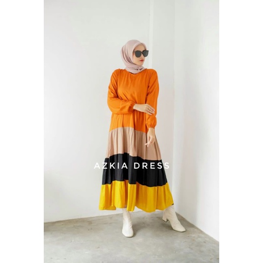 AZKIA MIDI DRESS RAINBOW/ BAHAN RAYON /BUSUIFRIENDLY/ BISA COD