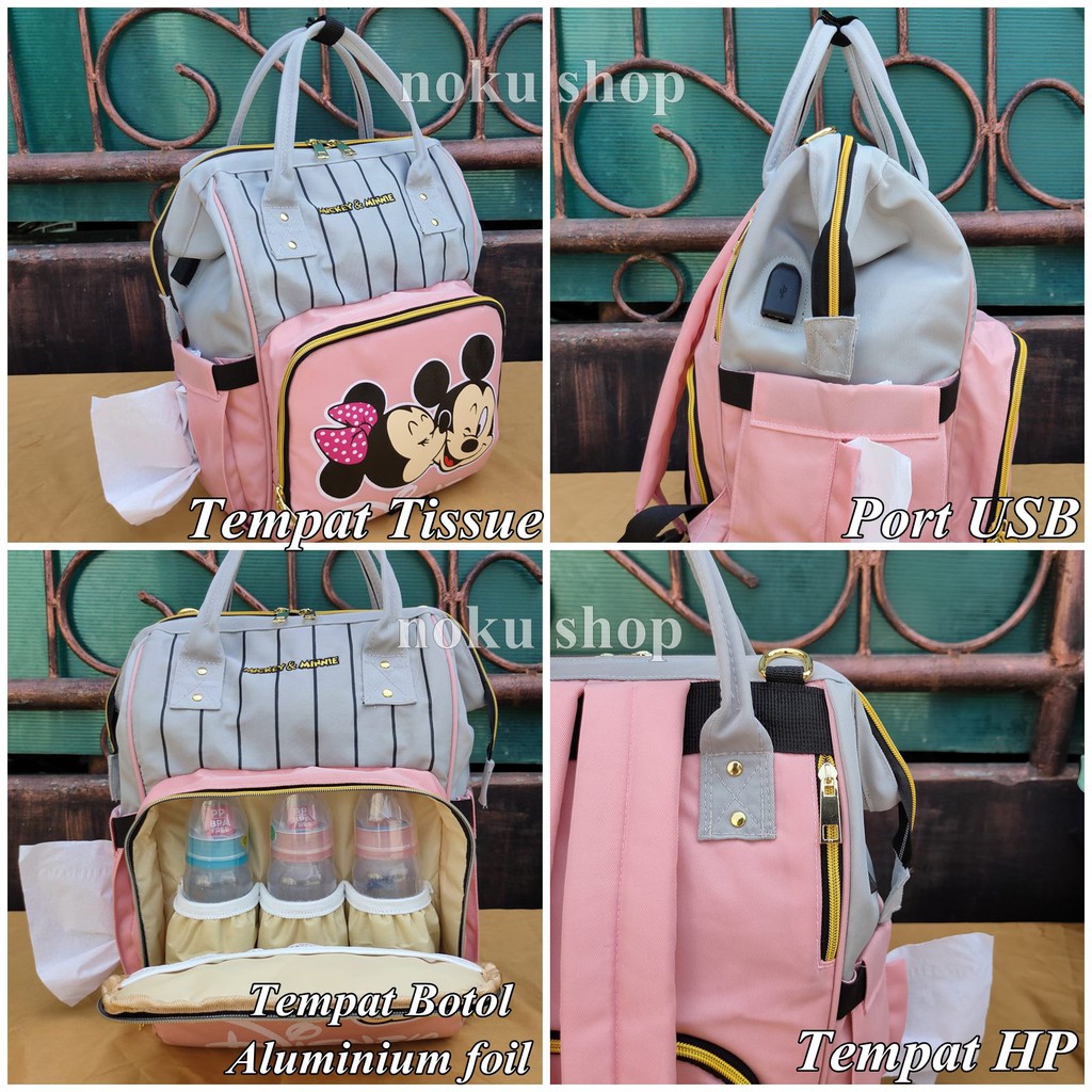 Diaper Bag Disney - Tas Popok Perlengkapan Bayi Motif Mickey Minnie