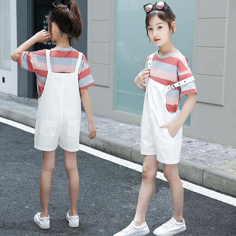 Setelan Overall Anak Perempuan Colour Stripe