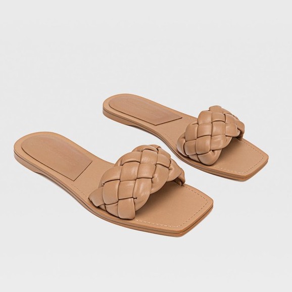 [7.7 Boombastis Sale⚡] - SANDAL WANITA STS011 FLAT WOVEN SANDALS PREMIUM IMPORT