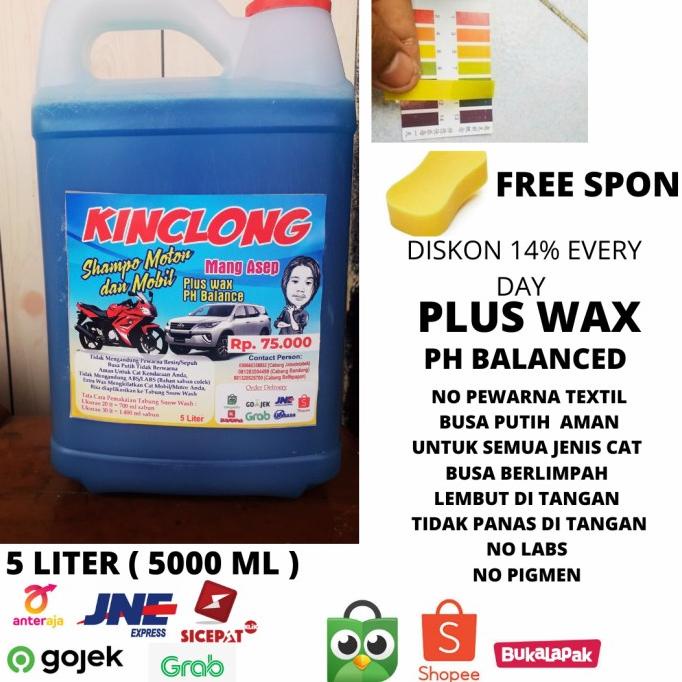shampo motor mobil kinclong snow wash+wax kemasan 5 liter