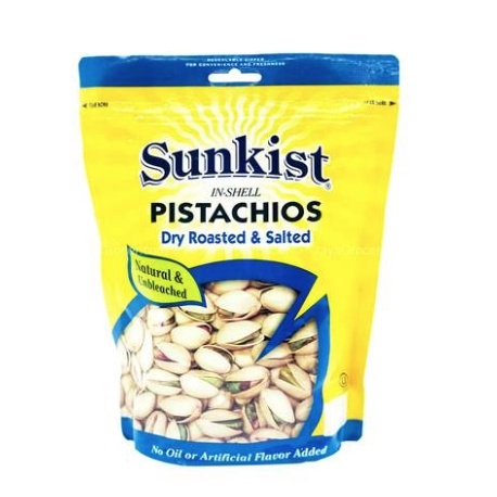 Sunkist Pistachios 454gr Dry Roasted &amp; Salted Pouch Kacang Pistacios Sun Kist Sankis Peanut Pista Chios Kacang Pistachio Panggang