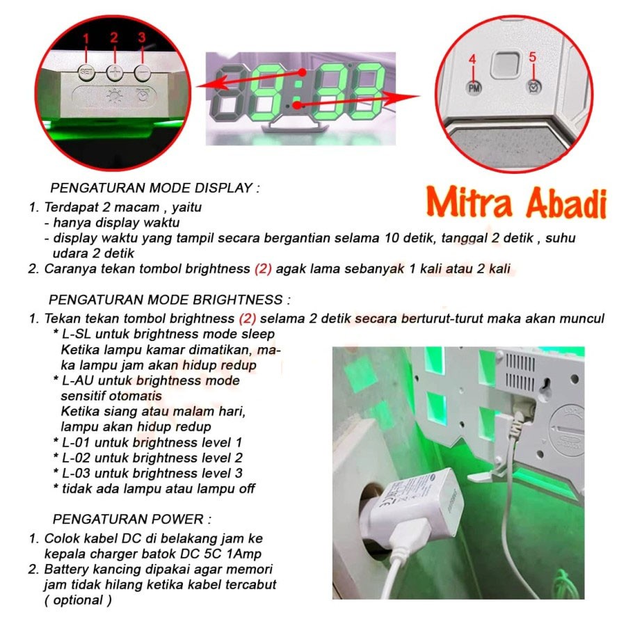 Trend-Jam Meja LED Digital / Modern LED Clock Style Tipe DS 6009