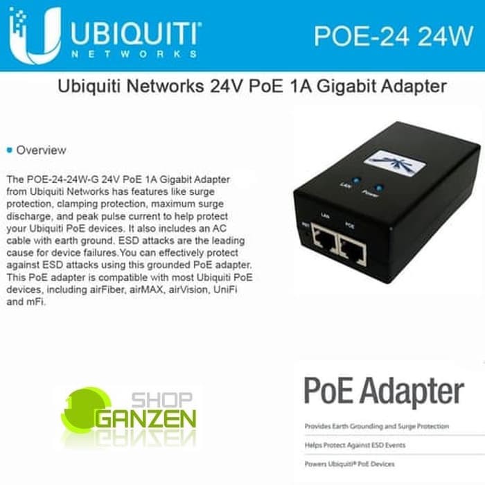 Ubiquiti POE 24V 1A / poe-24-24w / poe 24-24w